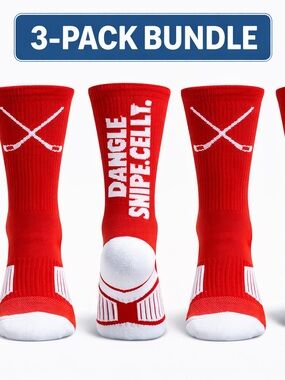 3 Pack Hockey Socks Dangle Snipe Celly Red Mid-Calf Athletic Crew